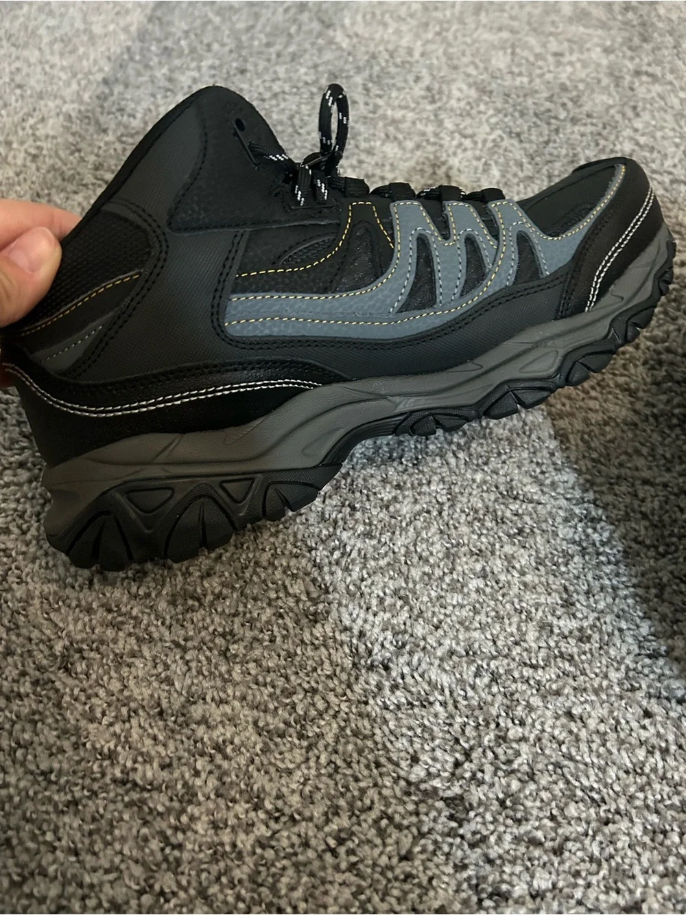 Skechers Men's Black & Gray Lace-Up Steel Toe Boots